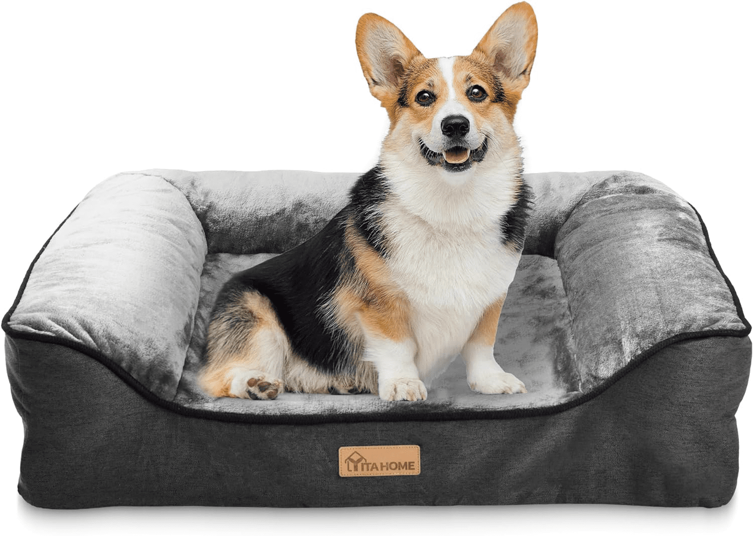 Cama Ortopédica Para Perros Grandes 120 Cm - Doble Capa, Felpa Suave, Base Antideslizante, Lavable, Color Beige