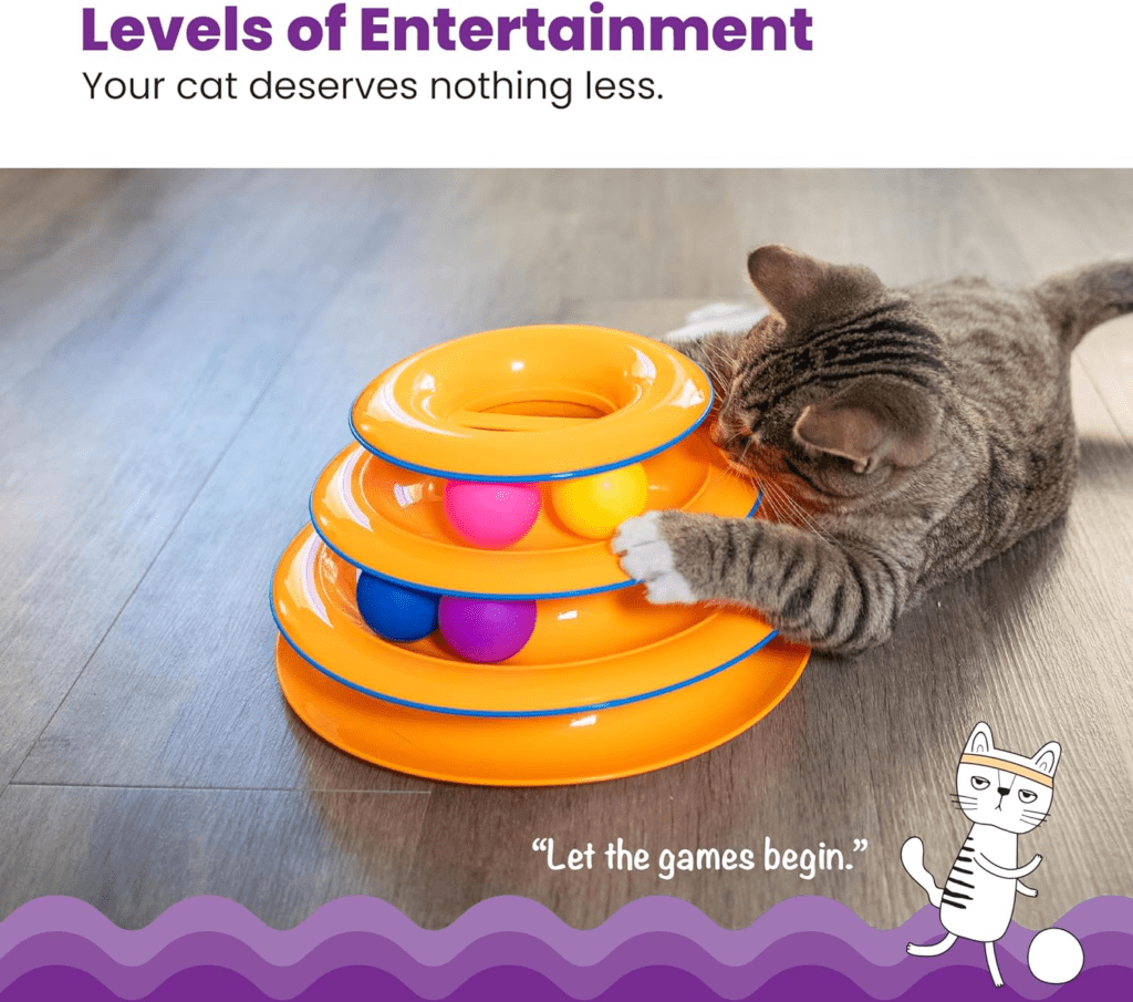 Petstages - Juguete interactivo para gatos de 3 niveles Tower of Tracks