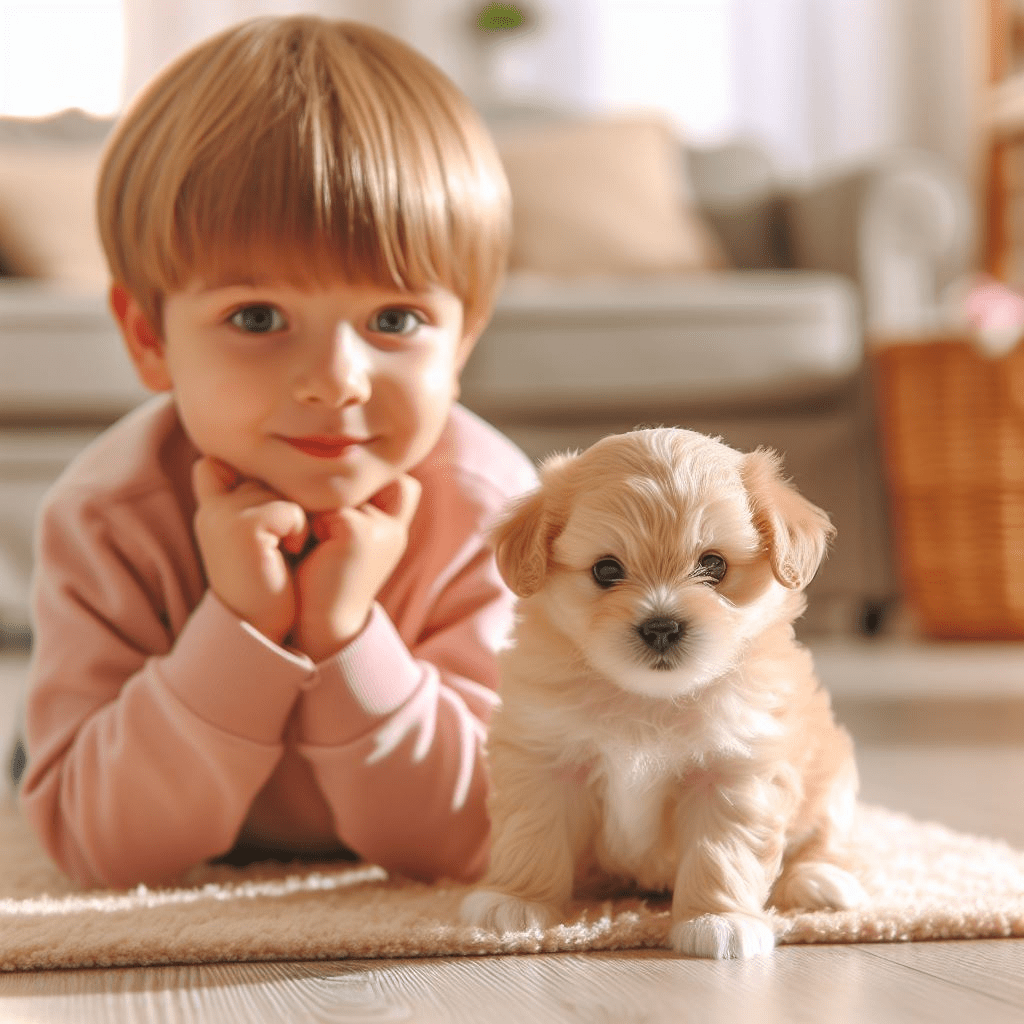 imagen de un niño y su nuevo amigo canino