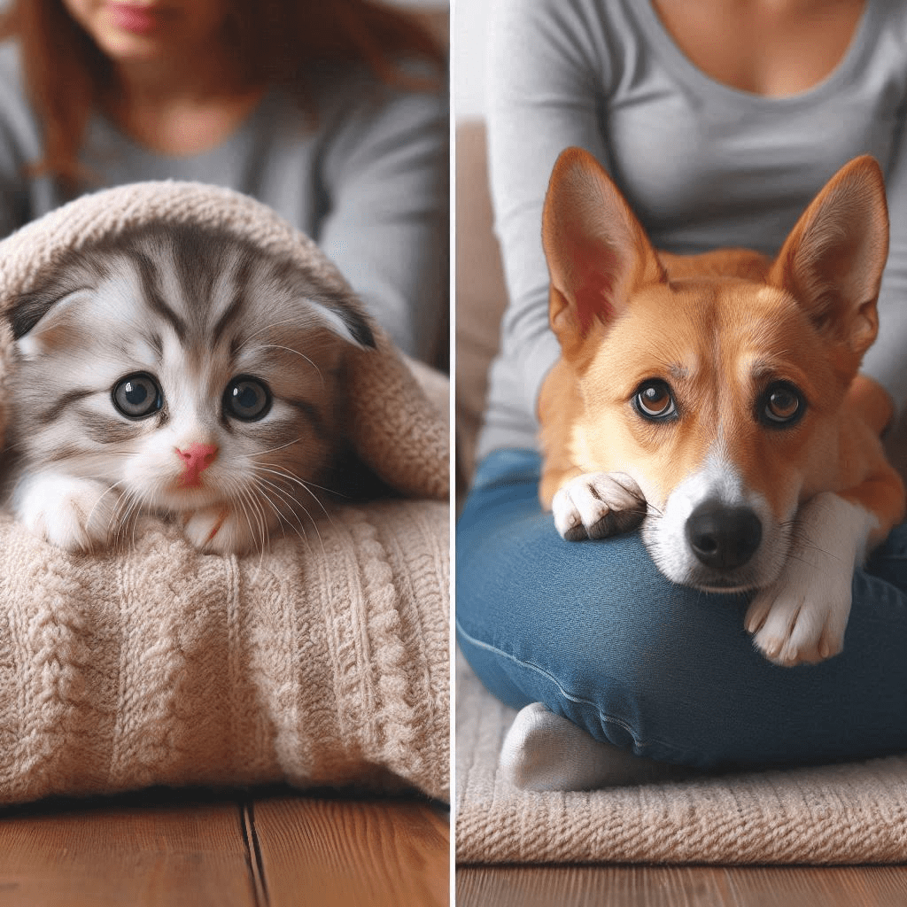 gato y perro triste imagen con IA